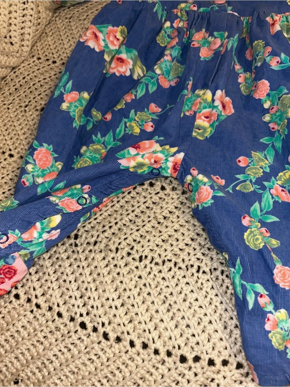 Vintage floral corduroy romper